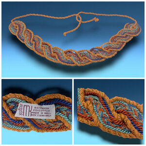 Vintage 1980's Magdak Eclectic Art to Wear Multicolor Braid Cord Tie Waist Belt